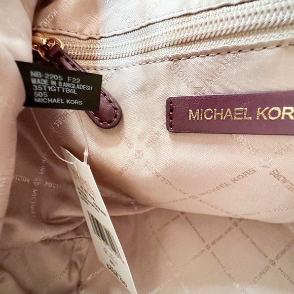 Michael Kors Jet Set Item Medium Chain Leather Backpack Bordeaux - Picture 10 of 11